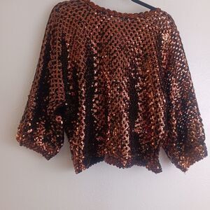 Flagg sequin brown bluse size L